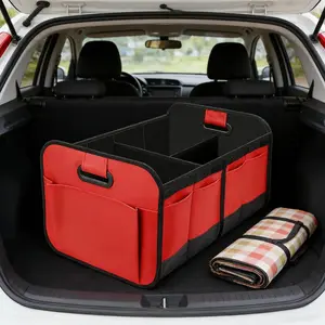 Foldable Car Trunk Storage Box, 600D Oxford Fabric, Enhanced Handle, Multiple Compartments, Flip Lid Closure, Suitable for Sedans, Suvs, Minivans