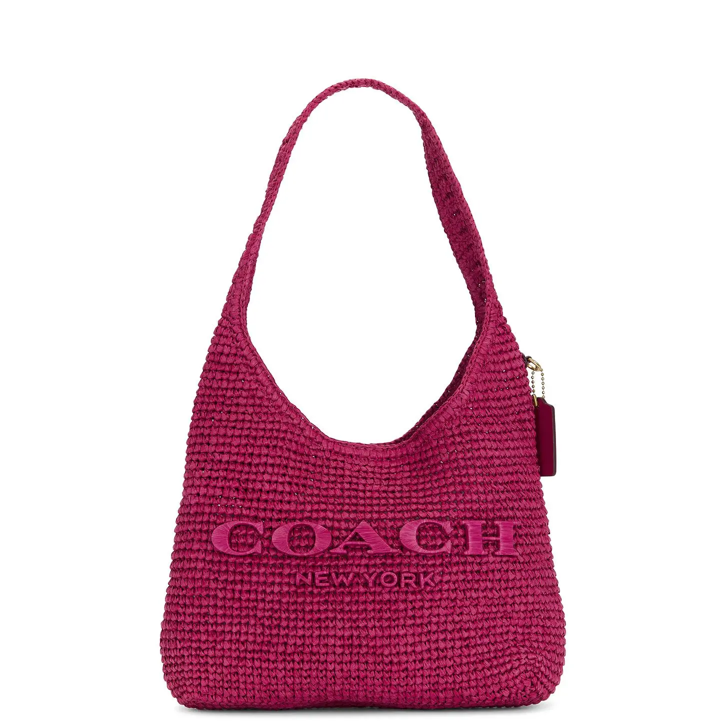 Coach Refined Weave Straw Brooklyn Shoulder Bag 28 in Dark Fuchsia