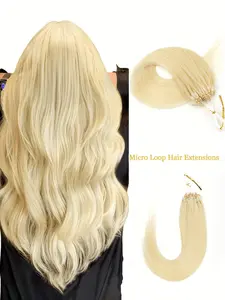 613 Blonde Color Straight Micro Links Extensions Human Hair Brazilian Micro Loops Hair Extensions for Women Micro Rings Hair
