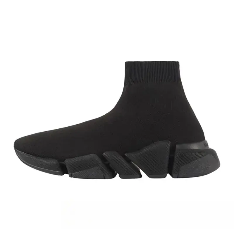 2025 Designer sock shoes men women Graffiti White Black Red Beige Pink Clear Sole Lace-up Neon Yellow socks speed runner trainers flat platform sneakers casual