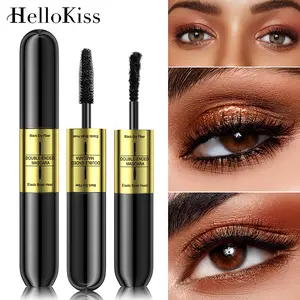 HelloKiss Dual-Ended Fiber Mascara – Lengthening & Volumizing, Smudge-Proof, Dry Fiber Technology for Natural Lash Clusters, Waterproof Sweatproof, Long-Lasting Curl Lengthening Black Mascara Volume mascarа natural curling lash goddess