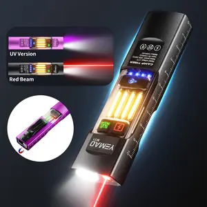 Rechargeable LED Laser UV Flashlight Torch, Mini Pocket Light with Magnetic Spotlights, Outdoor Emergency Work Lamp, Portable LED Flashlight