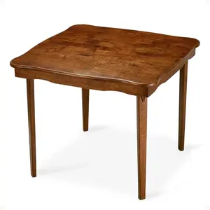 MECO Stakmore Scalloped Edge Compact Traditional Folding Card Table, Cherry