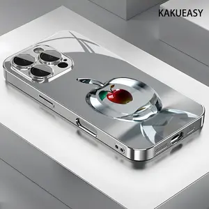 Crystal Clear Red Apple Beautiful Pattern Glass Coating Phone Case with Lens Protection for iPhone 16 Pro Max, 16, 15 Pro, 14, 14 Plus, 14 Pro Max, 13, 13 Pro, 12 Pro, 11, 11 Pro, Pro Max Beautiful and Elegant High Value