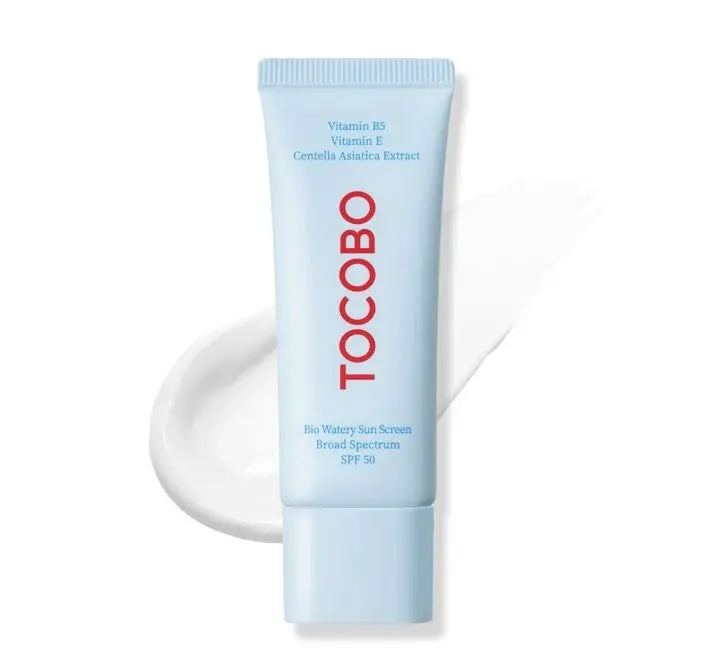 TOCOBO Bio Watery Sunscreen SPF50+ PA++++, Soothing Facial Serum with Hyaluronic Acid & Mung Bean for a Hydrating, Dewy Finish (40ml), Uv, Hypoallergenic, Radiant Skin, Acne Prone, Even Skin Tone, Face, Sensitive Skin
