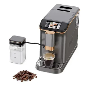 Garvee 3-In-1 Super Automatic Espresso Machine with Built-in Grinder and Milk Frother, 20Bar Pressure, 6 Custom One-Touch Recipes, 1.5L Removable Water Tank, Auto Self-Cleaning, Compact Design for Home or Office Use (120V)