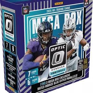 Panini Optic Donruss Football 2025 NFL Trading Cards Mega Box 7 Cards Per Pack 6 Packs Per Box Ultra-Rare Inserts Autographs