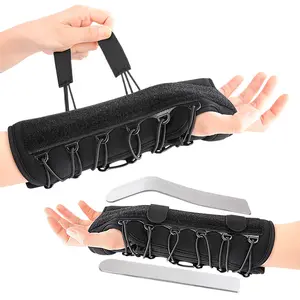 Wrist Support Brace Built-in Pull Rope Adjustable Elastic Wrist Wrap Stable Compression Fit Extended Splint Breathable Wrist Fixed Strap for Sports Injury Relief Daily Workout Joint Protection