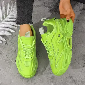Brand GGOR 2026 New Women'S Candy Color Mesh Sneakers |   Thick Sole Soft Platform Sports Shoes, EVA Material, Lace-up Closure, Low Top, All-season