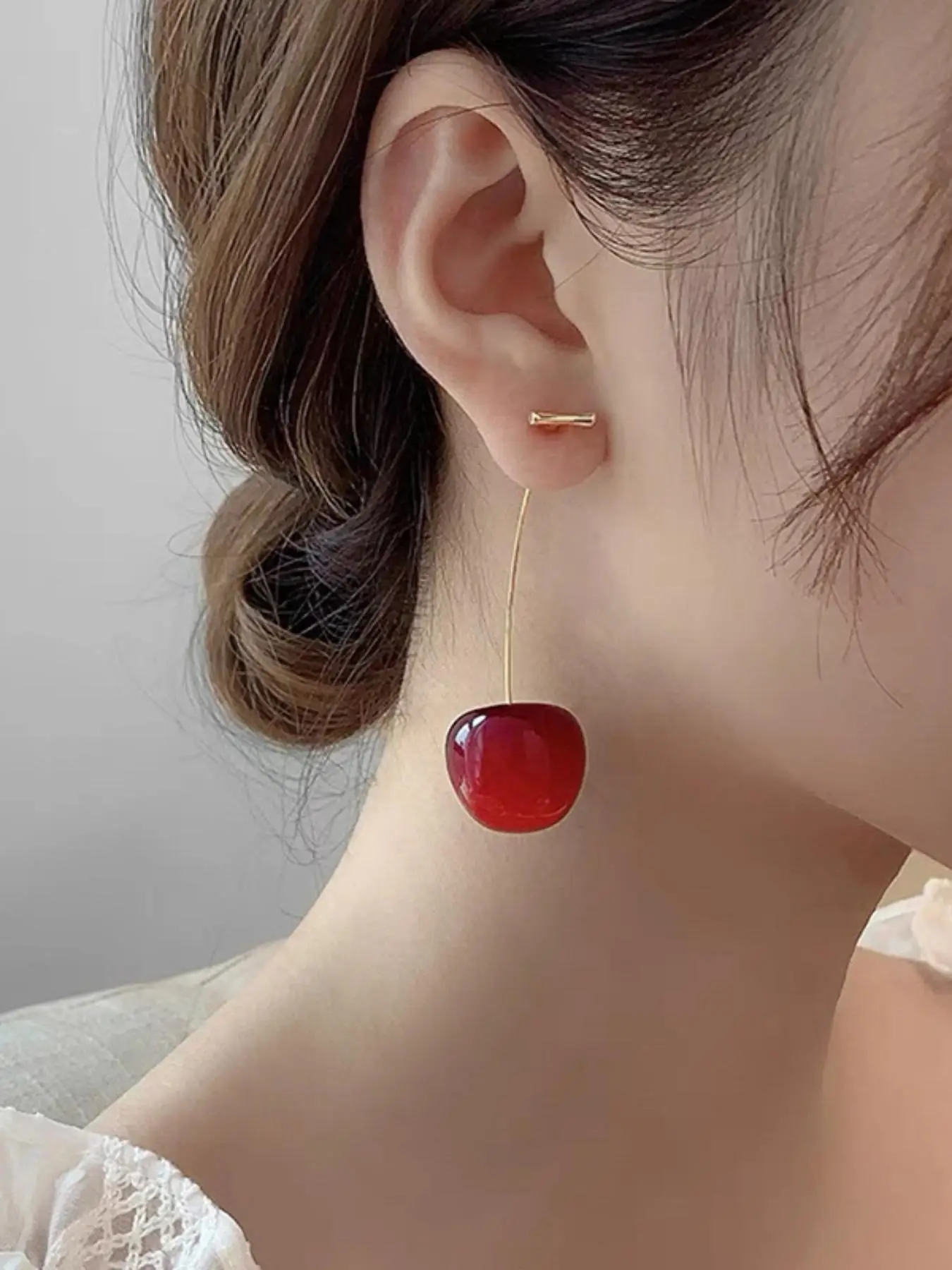 1 Pair Cute Cherry Design Dangle Earrings, Fashionable Jewelry for Women & Girls, Fashion Jewelry for Party, Daily Clothing Decor, Trendy All-match &