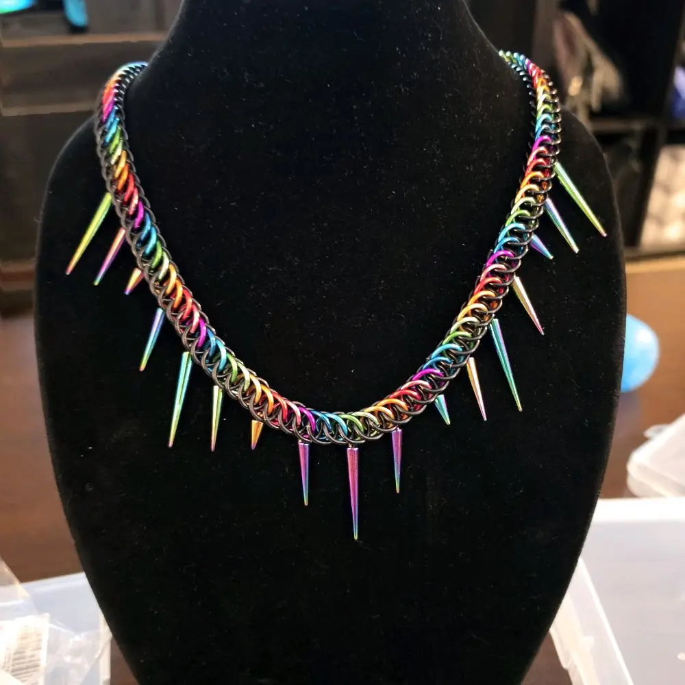half persian chain with spikes rainbow and black