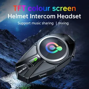 MIDOLA Wireless Bluetooth Headset 500M Two-Way Intercom 10M Transmission TFT Full Color Screen FM Radio Mix Audio Unlimited Music Sharing Split Mount 16H Playtime 16H Talk Time Auto Answering