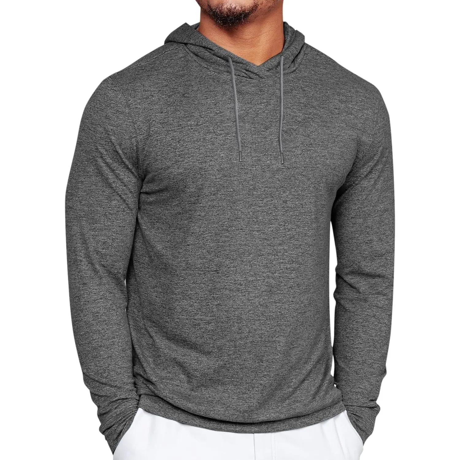 PASLTER Men's Lightweight Hooded Pullover, Long Sleeve Athleisure Wear, Athletic Fitted Men's Hoodies for Casual Workout