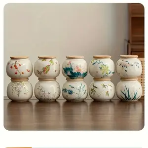 1pc Vintage Tea Storage Jar, Ceramic Storage Jar, Moisture-proof Sealed Storage Jar, Coffee Storage Jar, Dried Fruit Storage Jar, Cereal Food Storage Jar, For Study, Living Room, Bedroom Storage And Decorative Ornaments, Mother's Day Gifts