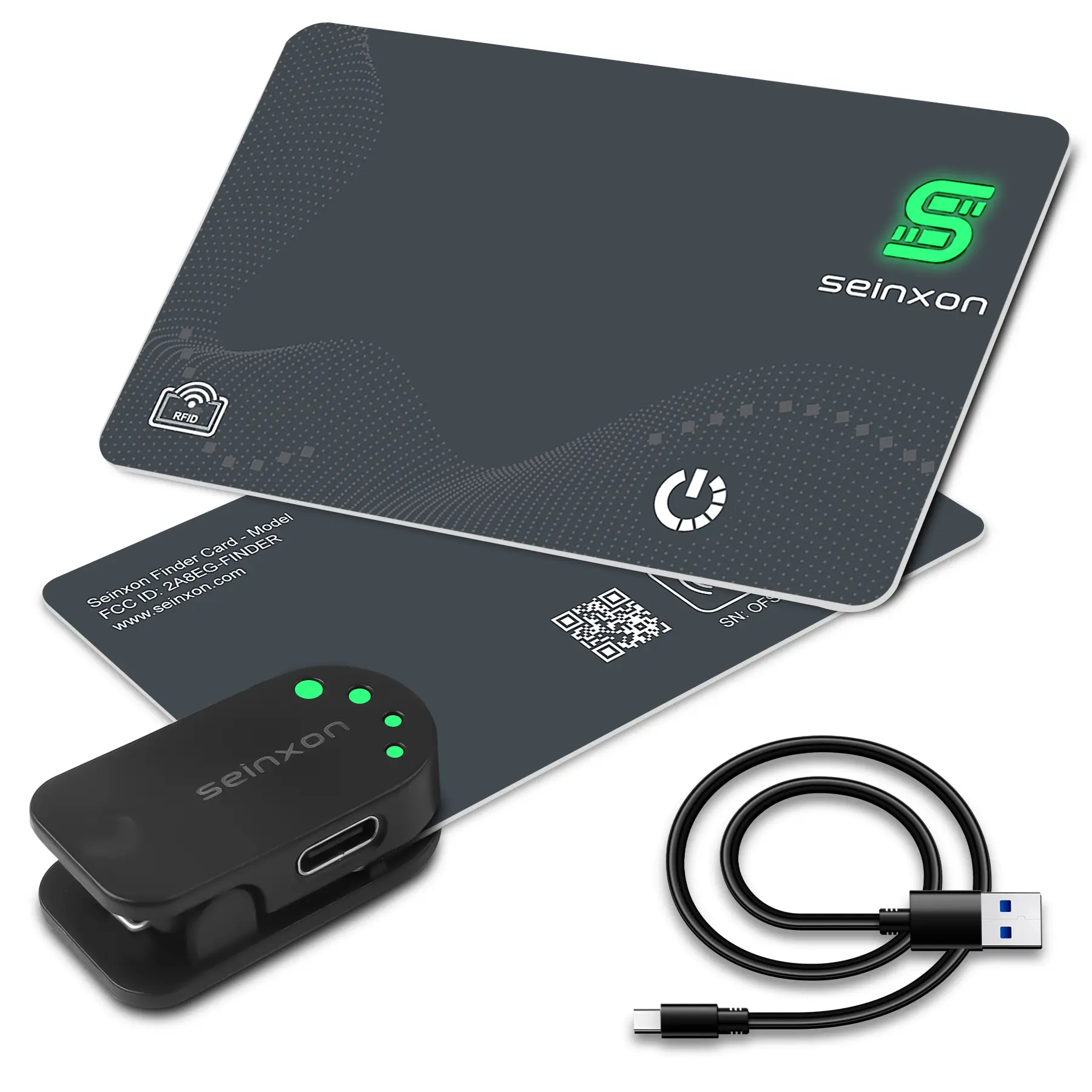 Seinxon Wallet Finder RFID Blocking Card IP68 Waterproof Item Tracker with Recharge Clip Works with Apple Find My APP & Network (iOS Only) tracking device phonecasecover phone strap