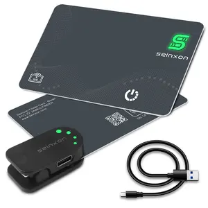 Seinxon Wallet Finder RFID Blocking Card IP68 Waterproof Item Tracker with Recharge Clip Works with Apple Find My APP & Network (iOS Only) tracking device phonecasecover phone strap