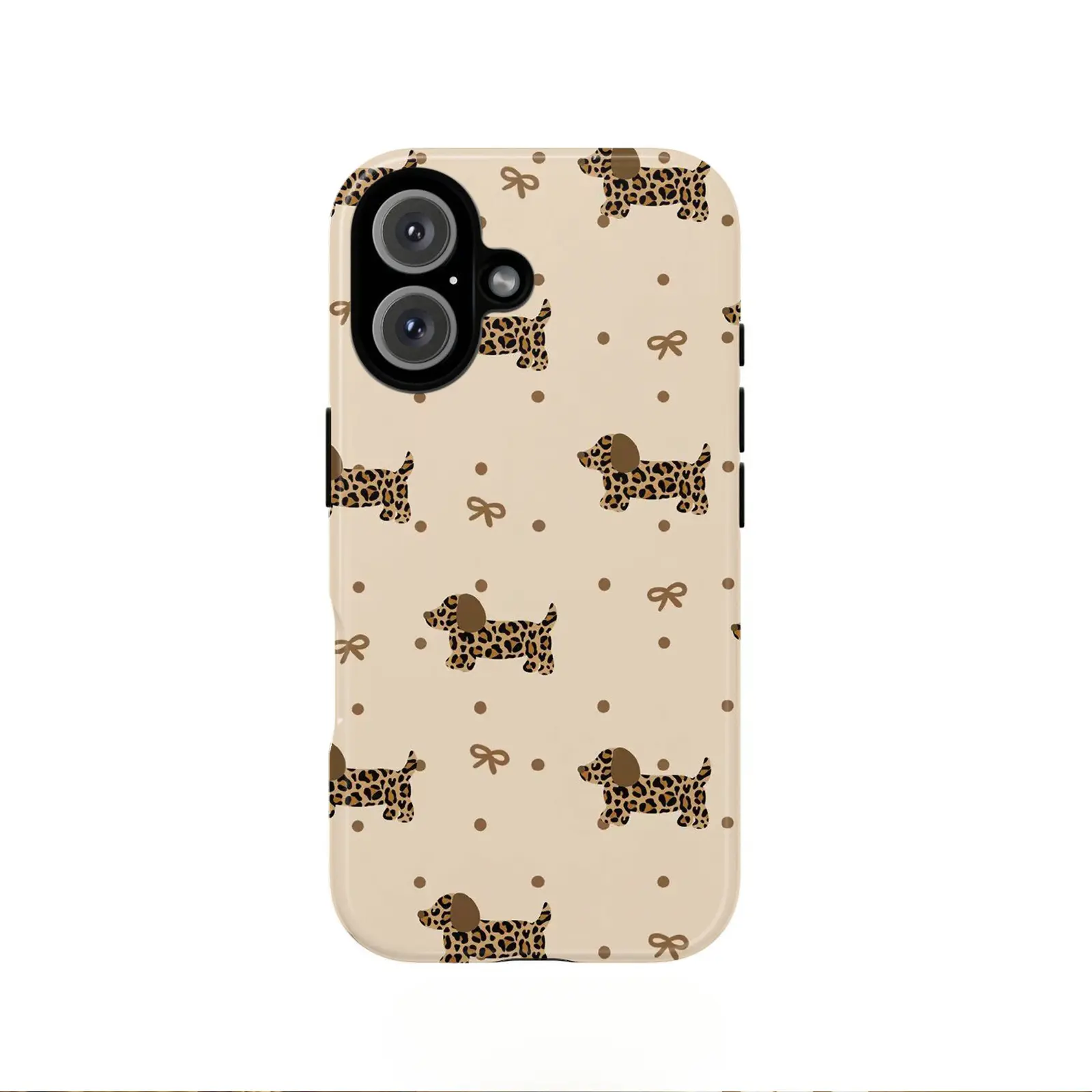Leopard-Print Dachshund Smartphone Case - Durable, Shock-Absorbing, Finished Cellphone Protector Accessories, Compatible with iPhone 17/16/15/14/13/12/11/X & Samsung Shells, Ideal Holiday Gift for Loved Ones, Casing