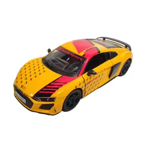 KINSMART 1:36 Scale 2022 Audi R8 Coupe Livery Edition Diecast Car 5 Inches Long Pull Back Action Openable Doors Collectible Toy