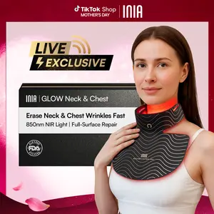 【LIVE ONLY】INIA GLOW Neck & Chest Red Light Mask – 850nm NIR | Fade Wrinkles & Spots | Lift & Firm in 4 Weeks - Red Light Skincare Device with 2600mAh Rechargeable Controller, Clinic-Grade, Full Coverage