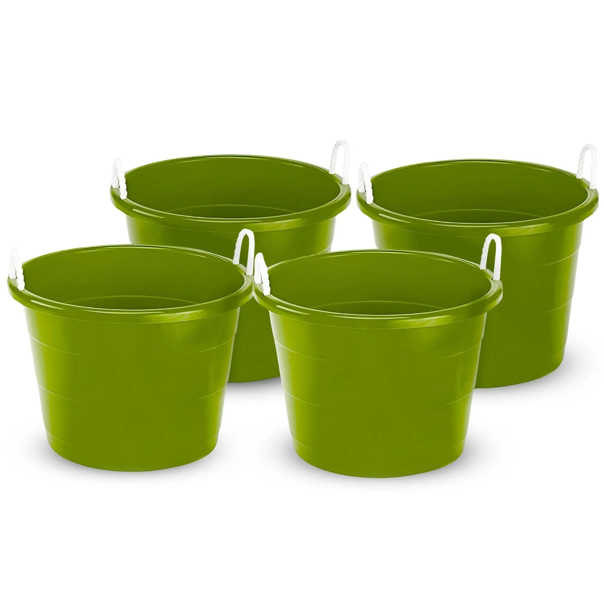 Homz 17 Gallon Indoor Outdoor Storage Bucket w/Rope Handles, Bold Lime (4 Pack) Homz 17 Gallon Indoor Outdoor Storage Bucket w/Rope Handles, Bold Lime (4 Pack)