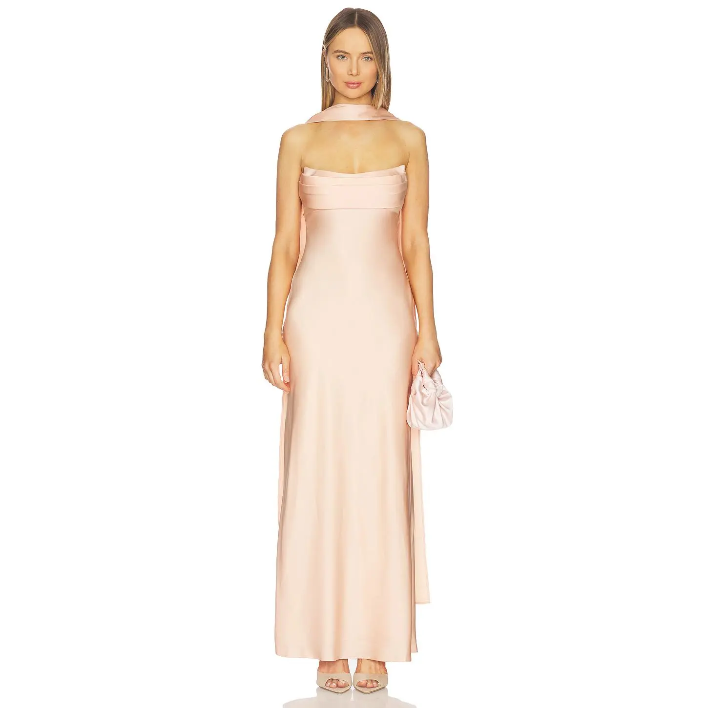 Runaway The Label Madeleine Strapless Maxi Dress in Peach