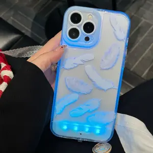 Voice-Controlled Glowing Feather Phone Case, Unique Call Light Design, Fits iPhone X/XR/XS MAX/11/12/13/14/15/16/17 Pro/Plus/Pro Max