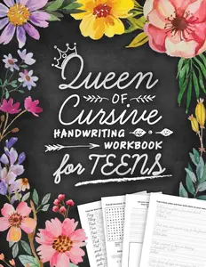 Queen of Cursive Handwriting Workbook for Teens: Script Writing Practice Book for Beginners with Jokes, Riddles and Inspirational Quotes