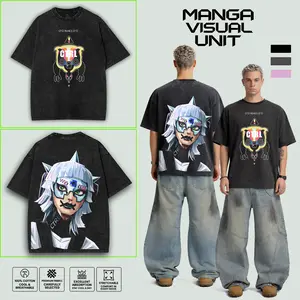 Marathon Glitch Game Double-side anime game movie 2 sided washed tshirt graphic tees cyberpunk menswear