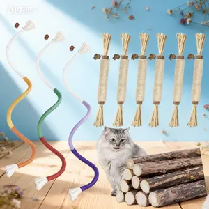 Cat Chew Toy 19PCS,  Chew Ropes And Natural Silvervine Sticks Cat Toys, Catnip Alternative Cat Chew Toys Teeth Cleaning, Matatabi Cat Treat Kitten Dental Care, Kitty for indoor Cats Increase Appetite, Enhances Oral & Dental Health