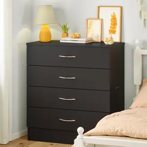 Karl home 3 Drawer Dresser, Modern Storage Chest of Drawers, Wood Bedside Table Night Table for Bedroom,Living Room (Black)