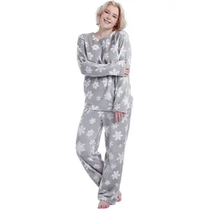 Women's Fleece Pajama Sets 2 Piece Flannel PJS Sets For Women Ultra-Soft Printed Sleepwear Long Sleeve Pyjamas Womenswear Loungewear pajamas