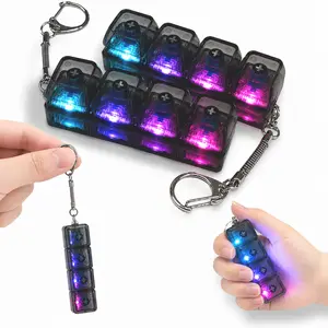 4-Hole Keyboard Fidget Toy for Adults Fidget Keyboard Clicker Toys with LED Lights Keychain Stress Relief for Anxiety Decompression