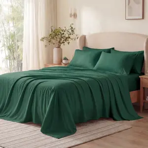 Livemoon Cooling Bamboo Sheets Set, 3/4/6 Piece Luxury Bed Sheet Set, Soft & Breathable, Extra Deep Pocket 16–18 Inch, Wrinkle & Shrink Resistant, Ideal for Hot Sleepers