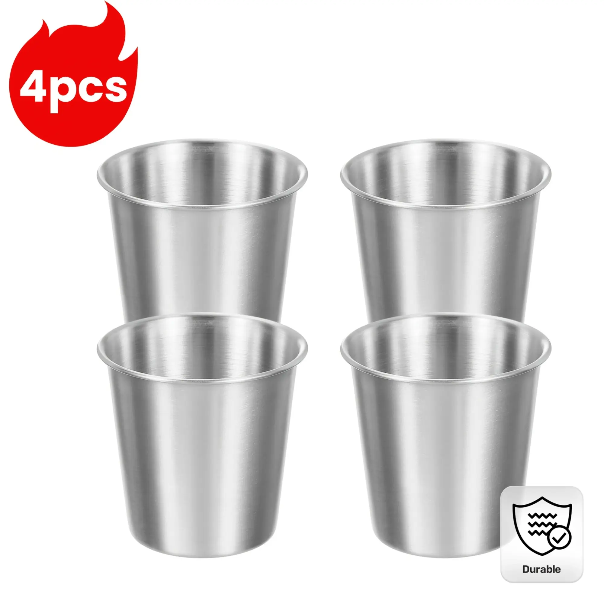 4pcs Stainless Steel Beer Cups Unbreakable Stackable Pint Drinking Glasses for Home Travel 304 Stainless Steel Durable Reusable Beverages Coffee Tea More