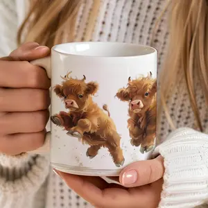 Wraparound Highland Cow Coffee Mug 11oz And 150z, Xmas Gift