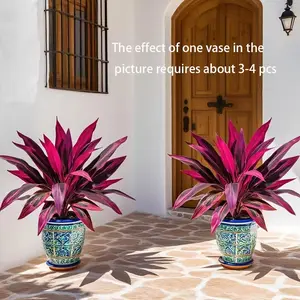 2pcs/4pcs Large Realistic Artificial Boston Fern & Dragon's Blood Tree Plants with Vibrant Pink/Purple Leaves - Heavy-Duty Durable Plastic /Outdoor Fake Suitable for Garden, Patio, Wedding, Balcony, for all-Season Holiday Decor (No Maintenance)