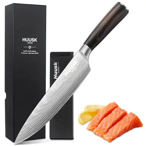 Huusk Chef Knife 8 Inch Japanese Steel Gyuto Knife with Ergonomic Handle, Ultra Sharp, Gift Box, Professional Cooking Knife