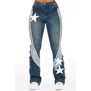 Jaziya Dark Wash Stacked Flare Jean