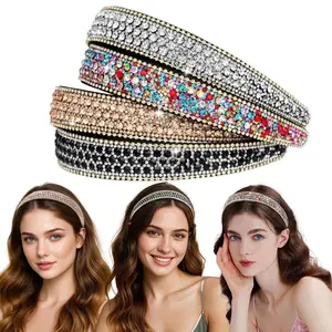 Women's 4-Piece Headband Set - Bling Crystal Rhinestone Glitter Flower Hair Accessories for Homecoming, Birthday Gifts, Bling Hair Headband