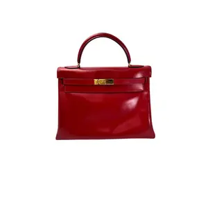 Pre-owned HERMÈS leather Tote Bags Hermes Kelly Red Handle Bag With Gold Buckle Circle S 1989 HR109