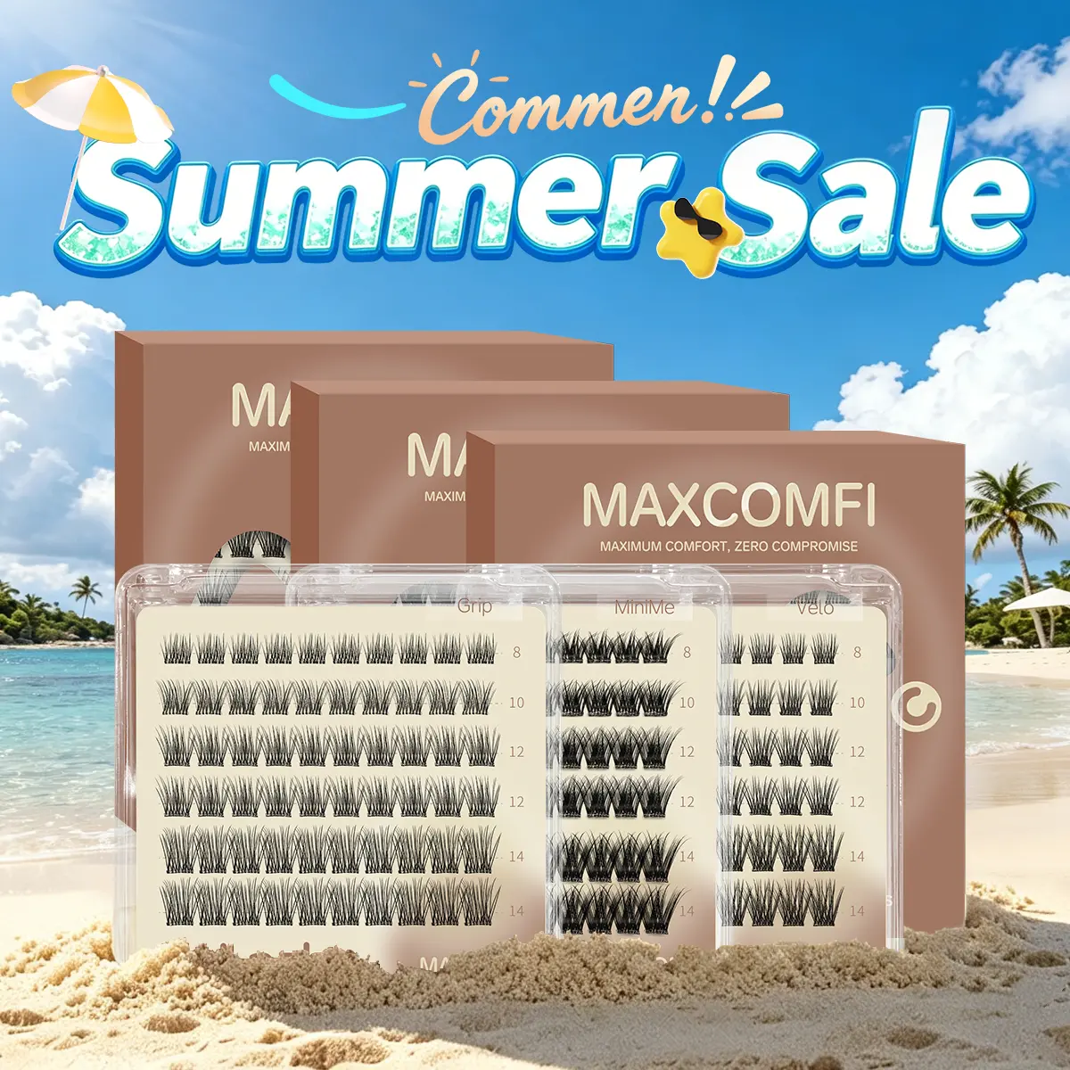 MAXCOMFI Glue-Free Pre-Cut Individual Lashes - Lash Clusters, DIY Cosmetic Makeup Product, Mini Portable Purse Pack for On-the-Go Touch-Ups, Lash Cluster,sunscreen