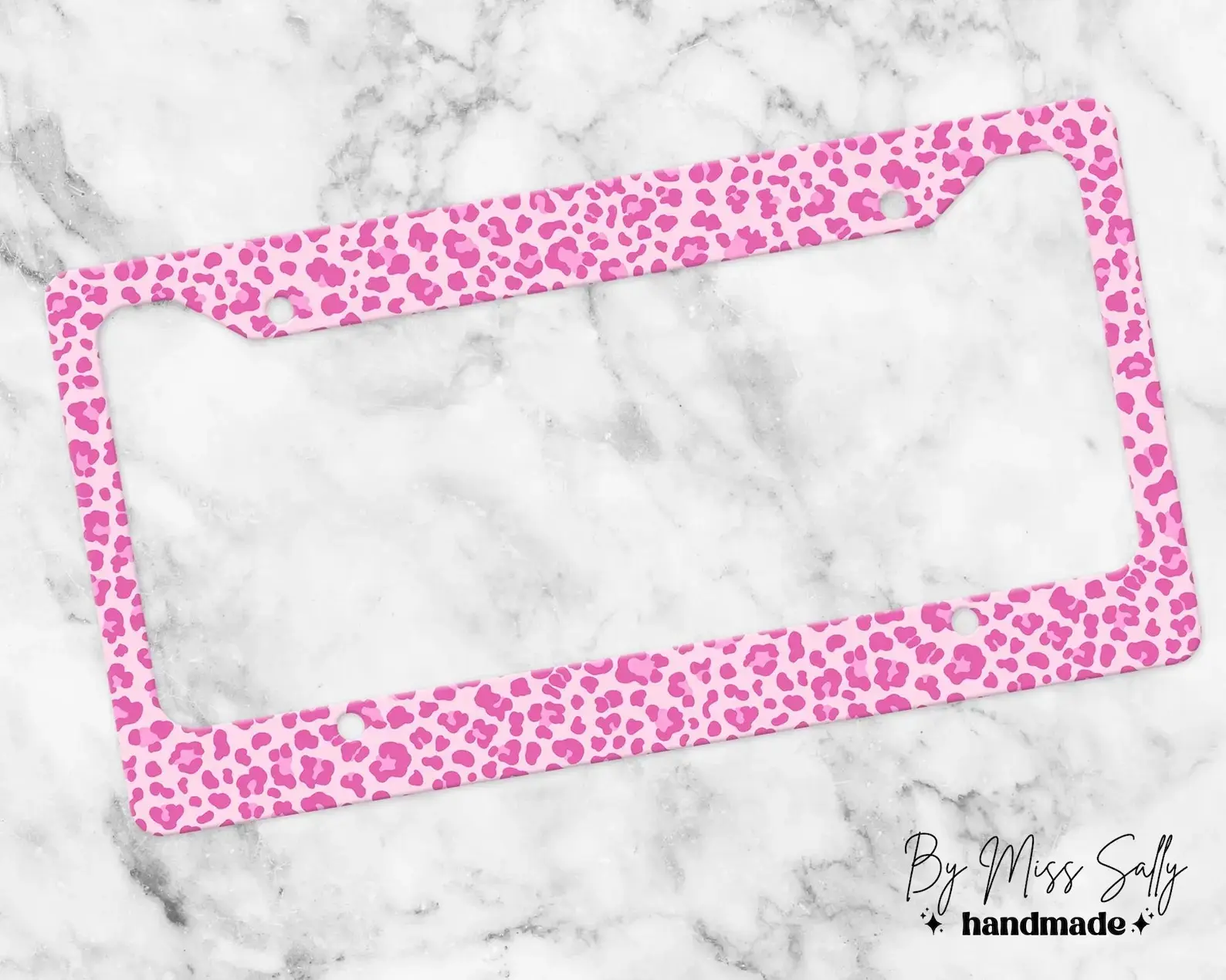 Pink Leopard License Plate Frame, Girly Pink Car Tag Holder, Vanity License Plate Frame, Trendy Cute Car Decor, Car Accessories