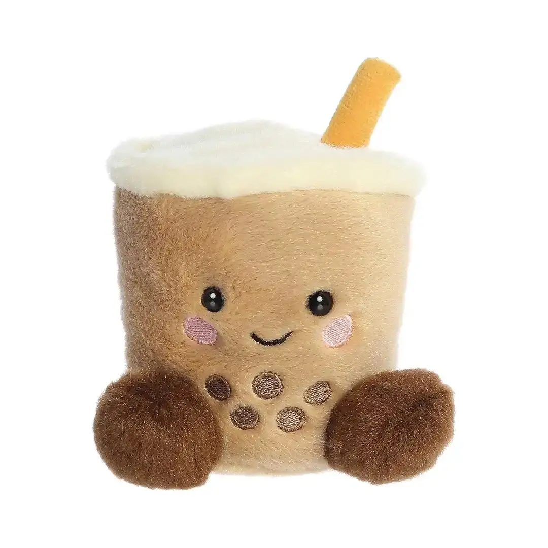 Aurora 5" Milky Tea Boba Palm Pals Soft Plush Stuffed Toy - Bean Pellet Filling, Pocket-Size, Stable Design, Collectible for Kids
