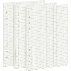 135 Sheets Planner Refill Paper, 210x142mm, 5mm Squared Inserts Paper A5 6 Holes Binder Grid Notepaper for Bullet Journals Diary