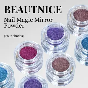 BEAUTNICE Nail Magic Mirror Powder, Iceland Blue, Rose Red, Purple, Sweet Peach, Chrome Nail Art Powder
