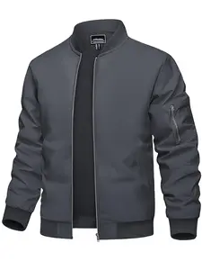 Men's bomber jacket lightweight casual style jacket jacket spring and autumn trench coat zip jacket with pockets