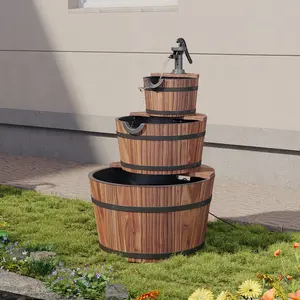 【Ships in 1 Packages】Aoxun  3-Tier or 2- Tier Outdoor Water Fountain, Wood Barrel Design  Electric Hand Pump, Floor Standing Cascading Soothing Waterfall for Garden, Backyard, Patio, Porch（2 tier/3 tier） storage Astronaut Nebula Galaxy Star Projector Pit,
