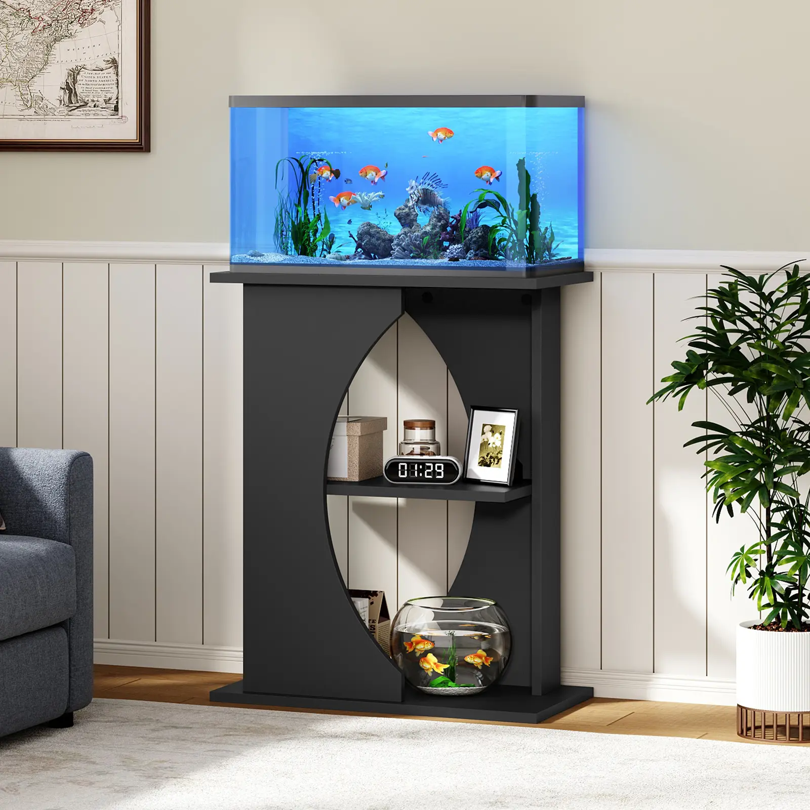 MAHANCRIS 10-20 Gallon Fish Tank Stand, 3-Tier Aquarium Stand, Fish Tank Stand with Storage Shelf, Turtle Reptile Terrarium Tank Stand, for living room, office， #SummerVibes  #petlovers#DealsforYouDays #SummerGarden