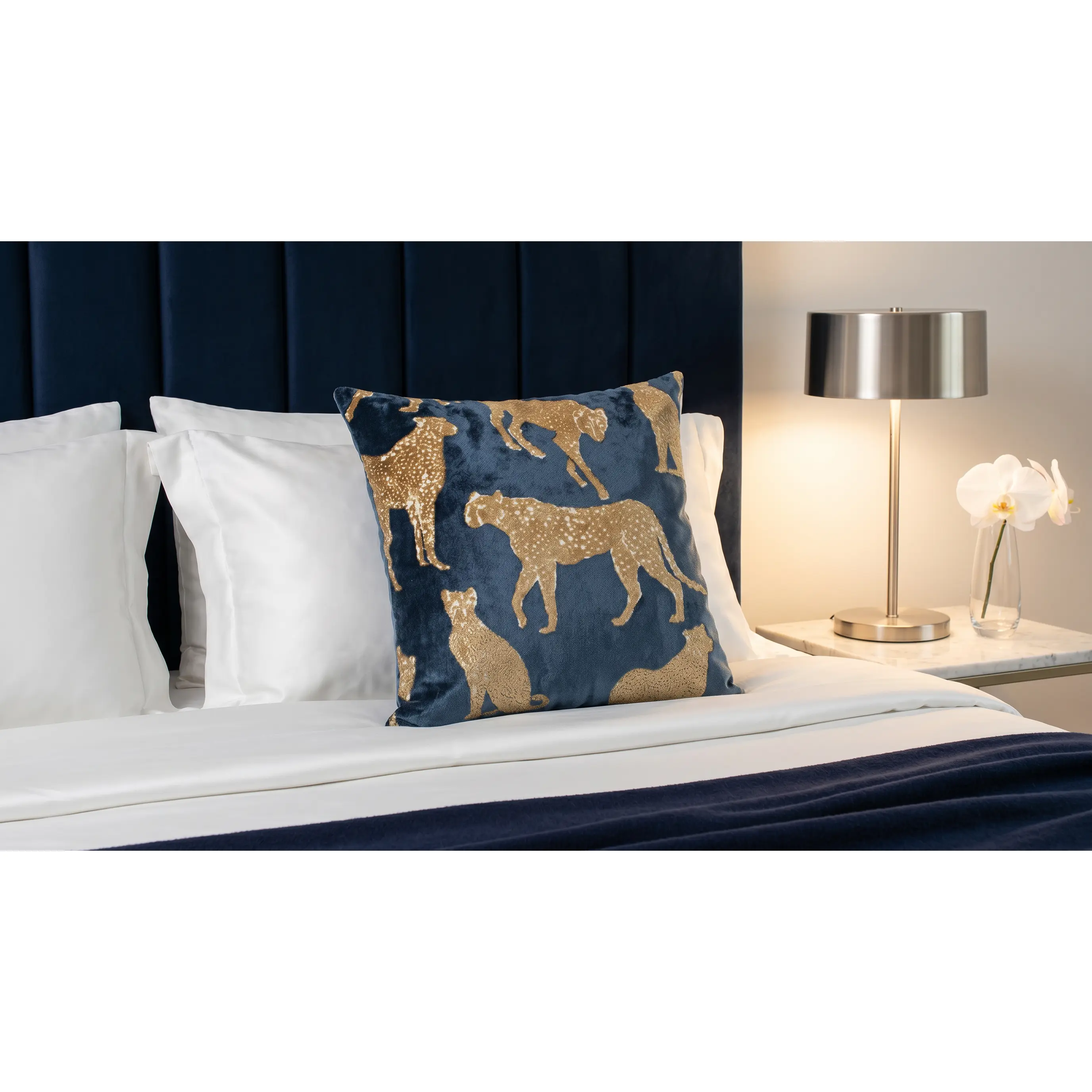 Exotic Cheetah Teal Reversible 24" Pillow, Polyester & Memory Foam Fill, for Living Room Bedding & Linens, 24 X 24