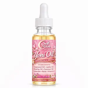 Soft Moon Botanicals Natural Yoni Oil Feminine Care Oil for Moisturizing & Soothing Intimate Skin with Grapeseed Jojoba Rosehip Coconut Lavender Rose Vitamin E Gentle Daily Moisturizer